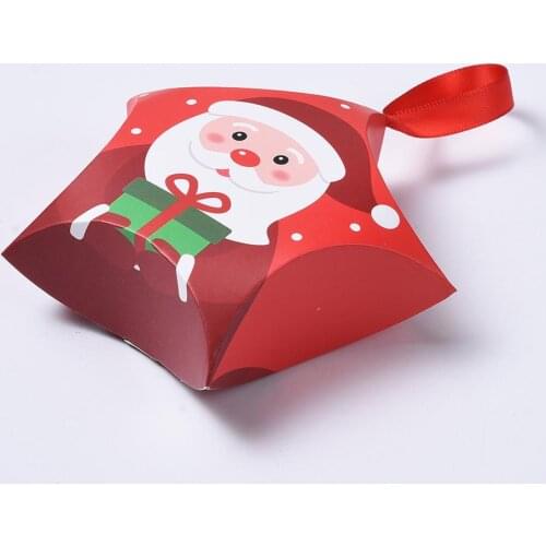 50sets Christmas Gift Boxes with Ribbon Santa Claus Candy Box Merry Christmas Gift Wrapping Bags for Presents Candies Cookies