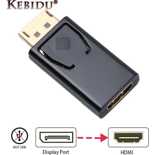 Kebidu 1080P Display Port DisplayPort DP Male To HDMI Female Converter Adapter Video Audio Connector Fit For MacBook Pro Air