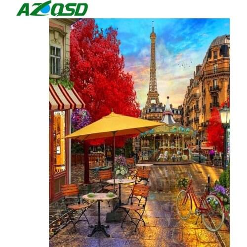 AZQSD Diamond Painting City Street Full Square Drill Handmade Craft Diy Diamond Embroidery Scenic Mosaic Home Decoration