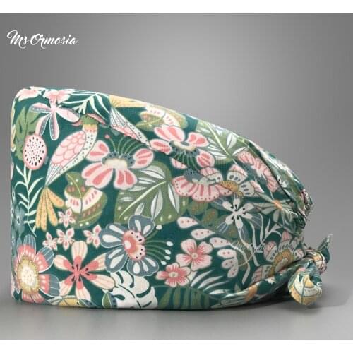 New Hospital unisex soft cotton cartoon printing clinical surgical cap pet clinic scrub cap beautician scrub cap female lab caps