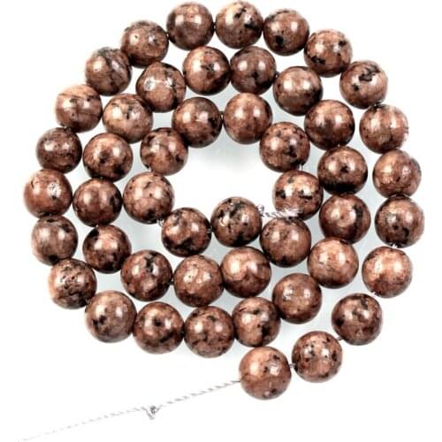 15"Strand Natural Stone Beads Brown Smooth Black Spotted Marble Stone Beads Loose Spacer Beads For Jewelry Making Bracelet 8mm
