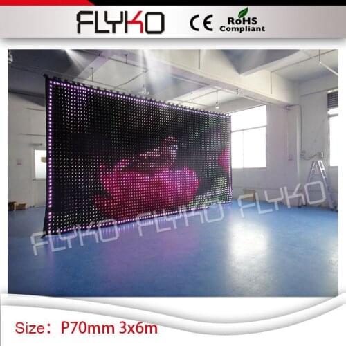 Disco ktv decoration party supply bar led backdrop 3M*6M led light stage effect video curtain P70mm