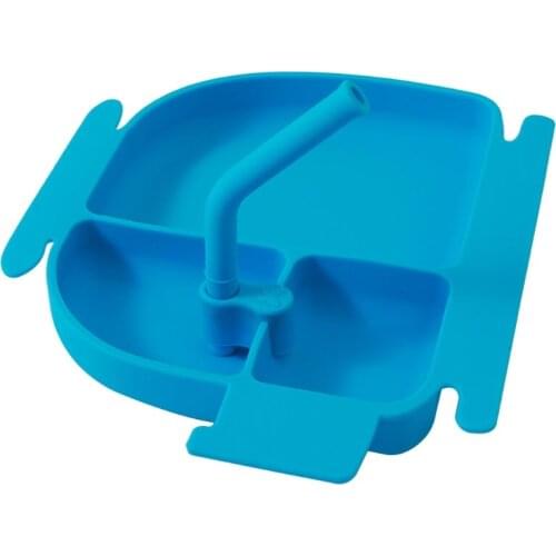 Baby BPA Free Silicone Dinner Plate with Straws Divided Feeding Food Bowl Dish for Toddler Children Tableware