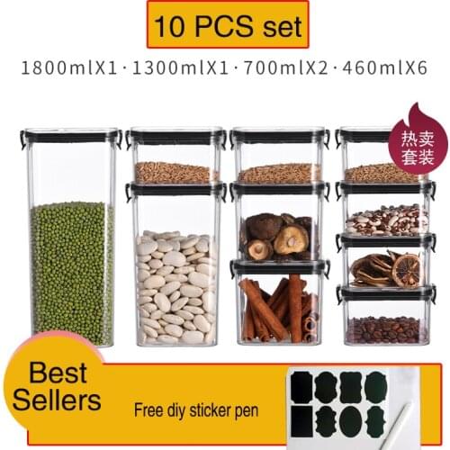 1800ml Dry Food Storage Box Food Containers Transparent Stackable Kitchen Spaghetti Noodles Sealed Tank Cans Organizers bottles