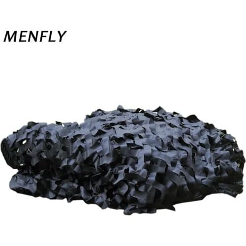 MENFLY Black Camouflage Net 3M Wide with Mesh Netting Behind Military Hunting Shade Camo Network Camping Awning for Car Cover
