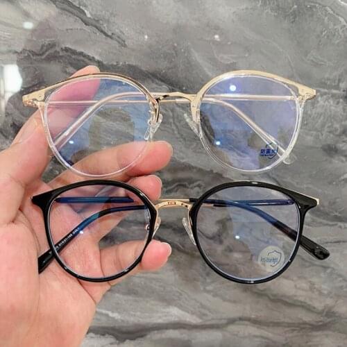 Classic New Anti-Blue Light Optical Eyeglasses Rounds Metal Tr90 Glasses Frame Fashion Women Myopia Prescription Eye Glasses