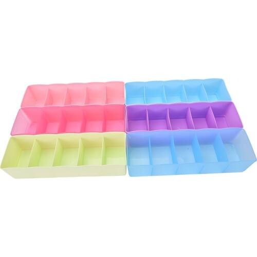 Hot Sale Clothing Organizer Five Grid Storage Box Underwear Socks Bra Ties Organizer Multi-function Desktop Drawer Storage Box