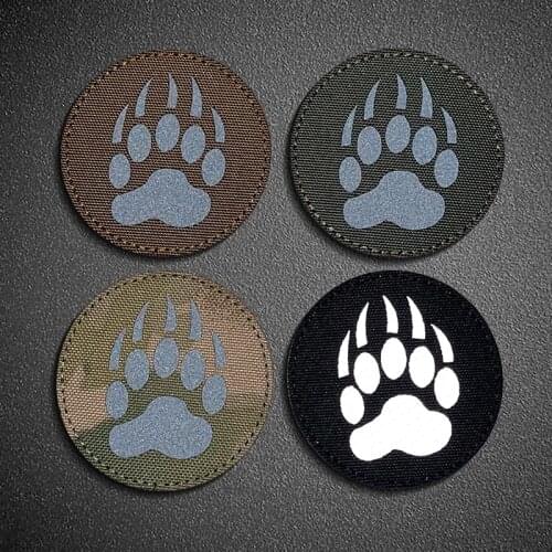 Bear claw paw Embroidery Velcros Patches Badges Pet dog K-9 Multicam reflective Emblem Accessory DIY Hook and Loop Tactical