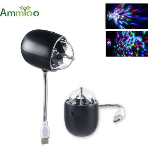 AmmToo USB Power Mini led Stage Light Colorful Rotating Magic Ball Lamp Disco Party Bar Decor Lighting Effect & White Desk Light