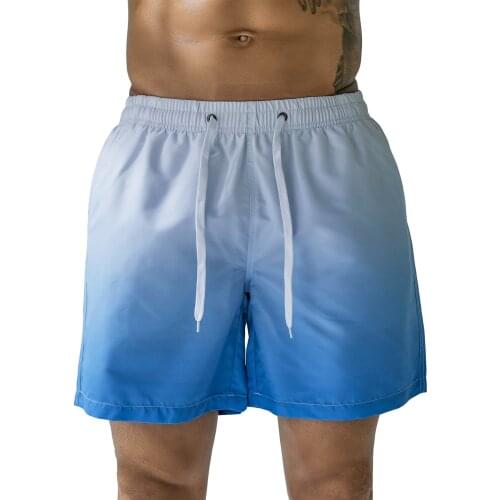 Men Swimwear Gradient Color Swimsuit Mens Swimming Shorts Beach Sports Suits Men Quick Dry Trunks Surf Board Pool Shorts Summer