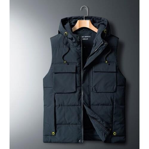 2021 Winter Sleeveless Jacket Down Vest Mens Warm Thick Hooded Coats Padded Waistcoat Plus Size XL-5XL 6XL 7XL 8XL