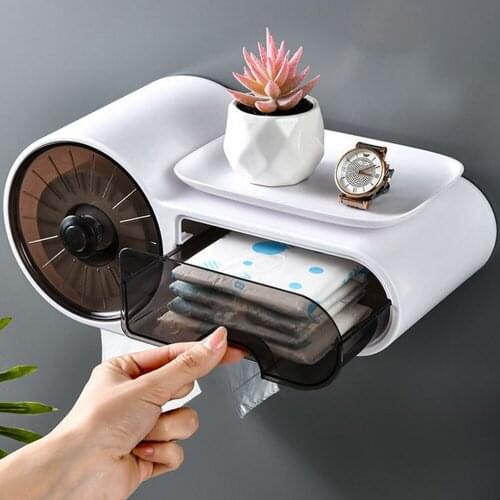 Tissue Boxes Wall Mount Toilet Paper Holder Wc Roll Paper Towel Holder Storage Shelf Waterproof Bathroom Organizer Accessories