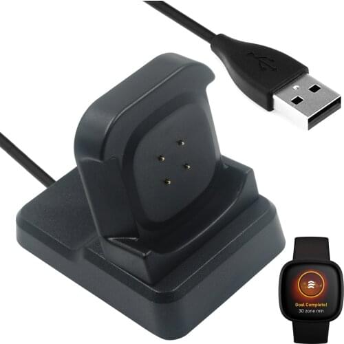 Desktop Dock Station Charger Adapter Base Holder USB Charging Cable Cord Stand for Fitbit Sense/ Versa 3 Watch Versa3 Smartwatch