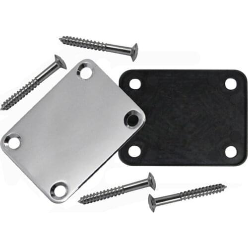 NEW Chrome Metal Guitar Neck Plate Neck Joint Board with Rubber Mat & Screws