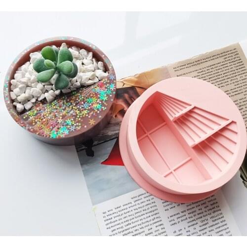 New Silicone Mold Terrace Shape Concrete Fleshy Flower Pot Candlestick Mold Ceramic Clay Handmade 3D DIY Crafts Ceramic Mold