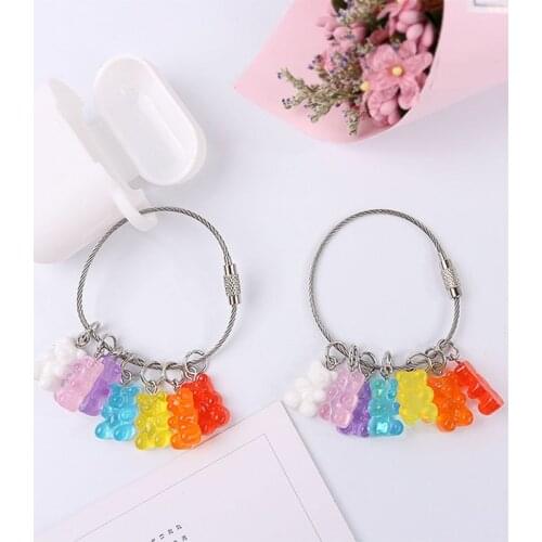 New Trendy Candy Color Cute Bear Cartoon Keychain Animal Key Ring Jewelry For Women Girls Car Bag Key Chains Gifts