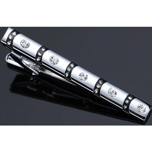 New Elliptical crystal Men Tie Clip Bar Necktie Pin Clasp Clamp For Wedding Business Birthday Charm Creative Gifts