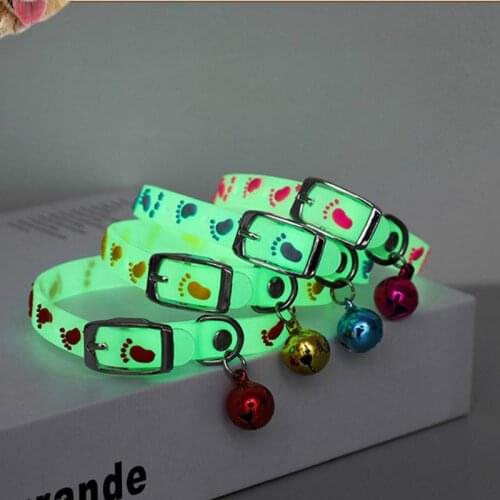 Dogs & Cats Collar with Glowing Bells Glow At Night Cat Collar Necklace Pet Chain Light Luminous Dog Neck Ring Pet Accessories