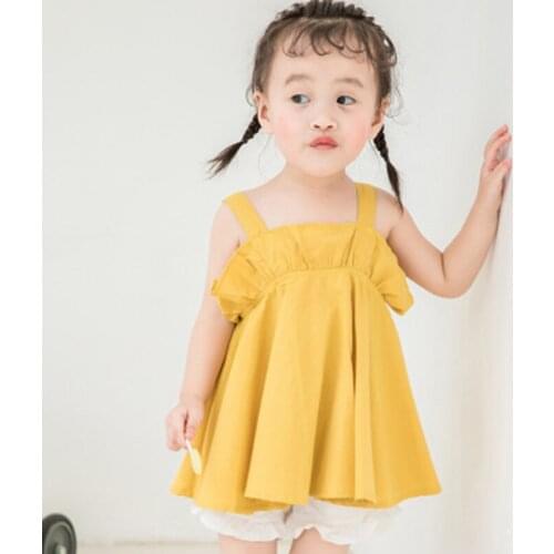 Girls Dress Summer Sleeveless Solid Cotton Kids Dresses For Girls Princess Dress Toddler Girl Clothes Kids Children Clothing