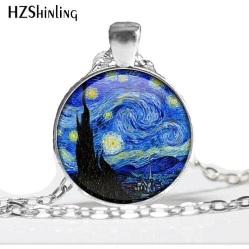 The Starry Night by Vincent Van Gogh 1889- Handmade Keepsake Pendant - Impressionism - Stars - Blue - Night Time - Evening Star