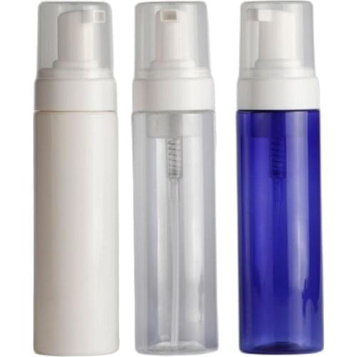 200ML transparent/white/blue foaming PET bottle with foaming pump used for foaming dispenser or soap dispenser cleaner bottle em