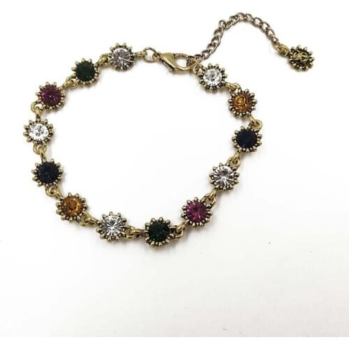 Rongho New Vintage Colorful Crystal Bracelets for women Metal lion head bracelet Charms rainbow jewelry Femme bangles 2019