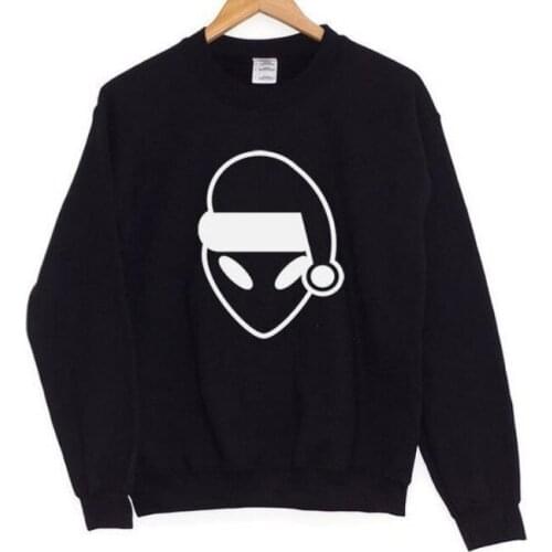 Christmas alien Harajuku Graphic Sweatshirt Long Sleeve Funny Casual Cotton Hoodies Alien Merry Christmas Aesthetic Pullover Top