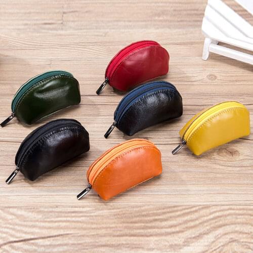Cute Avocado shape Mini Coin Purse for Women Genuine Leather Zipper short Wallets Pouch Card Holders Female Small Money Bags