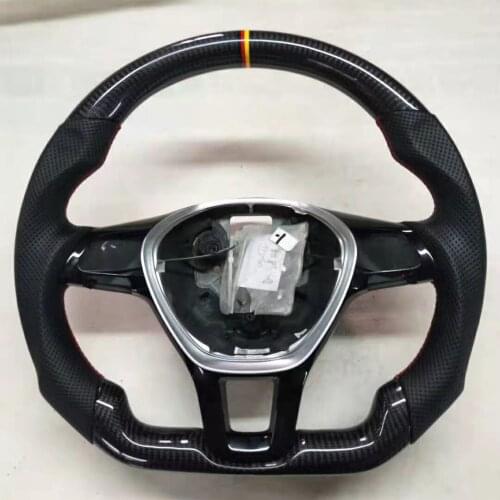 Cuatomized Real Carbon Fiber Sports Steering Wheel Alcantara Leather compatible for Volkswagen POLO Golf Touran 2016-2021