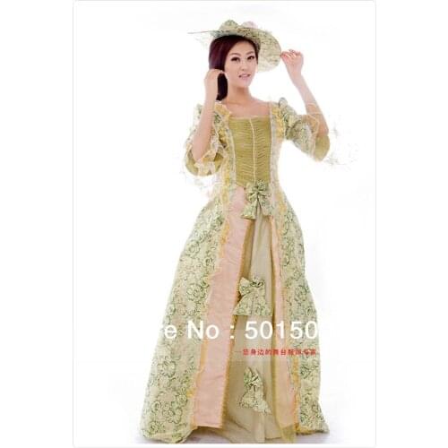 Medieval dress Renaissance Gown queen dress with hat long Victorian Gothic/Marie Antoinette/civil war/Colonial Belle Ball