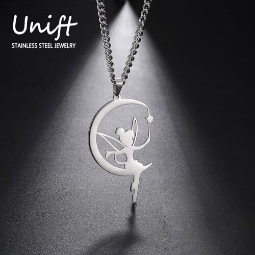 Unift Dancing Elf Sailor Moon Necklace Stainless Steel Pendant Necklace Korean Fashion Jewelry Cute Womens Accessories Gifts