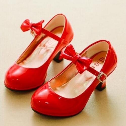 Children leather shoes Spring Fall new arrive girls princess shoes fashion high heels shoes comfort mid heel dance single pumps