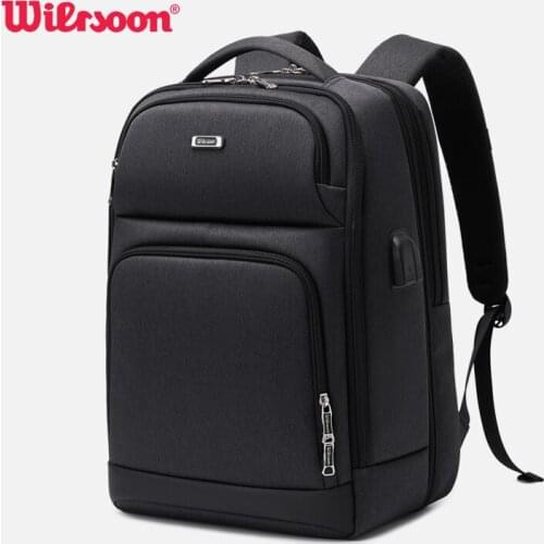 Wiersoon Large Capacity Fashion Men Backpacks 15.6 Inch Laptop Backpack USB Charging Rucksack School Business Travel Backpack