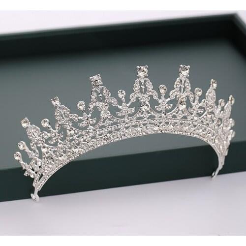Silver Color Shiny Bride Tiaras And Crowns Crystal Wedding Hair Accessories Women Princess Queen Hair Jewelry Headpiece Diadem
