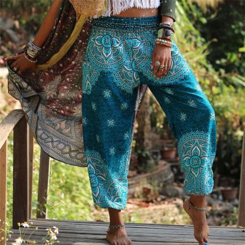 Sarouel Female Summer Boho Harem Pants Ethnic Hippie Bloomers Yoga Fitness Wide Leg Pants Cool Hip Hop Trousers
