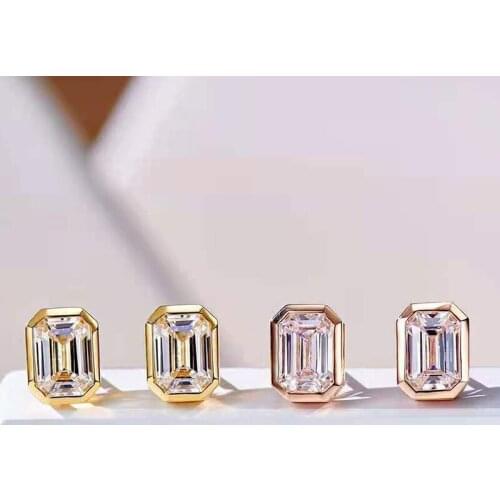 100% 925 Sterling Silver 1Carat Pagoda Rose Gold High Carbon Diamond Stud Earrings For Women Sparkling Wedding Fine Jewelry Gift
