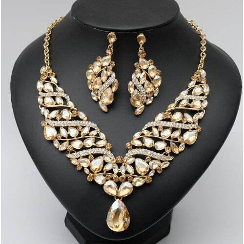 Womens Luxury Statement Chunky Choker Necklace Earrings Indian Wedding Costume Jewelry Sets Brides Bridal Accessories Fashion