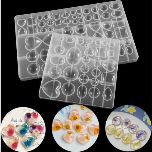 1pcs UV Resin Heart Square Half Ball Epoxy Resin Silicone Mold For DIY Pendant Necklace Jewelry Making Tool Supplies Accessories
