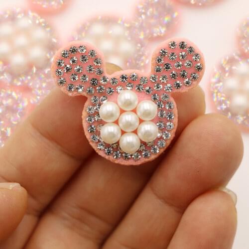 10pcs/lot Cartoon Animals AB Rhinestone Pearl Patch For Clothes Shoes Hat Beaded Applique Stick On Sticker For Headwear Decor
