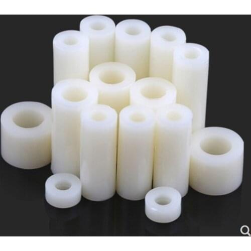 Wholeslae 2000pcs/lot M3 M4 White Nylon ABS Non-Threaded Spacer Round Hollow Standoff Washer ID 3mm 4mm PCB Board Screw Bolt