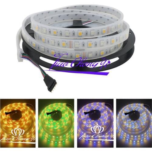 DC 12V 5M 5050 RGBWW RGB+warm white 300 led strip light IP67 Silicon Tube waterproof