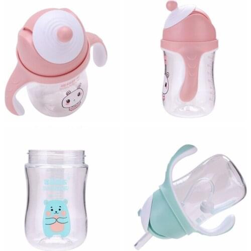 240ml Children Baby Natural Transition Cute Cartoon Soft Spout Sippy Water Cup With Handle 1-12Y