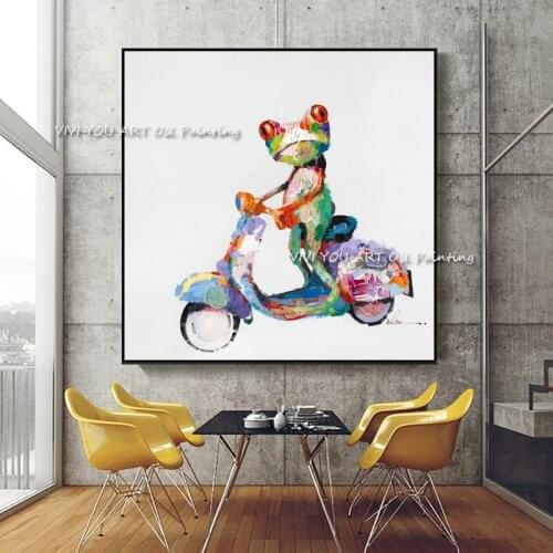 The Best Color Frog Motor Handmade Abstract On Canvas Modern Oil Painting For Office Decoration Home Animal Picture for Children