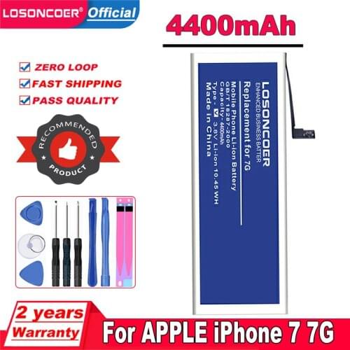 Original LOSONCOER Gift Repair Tool Kit Polymer Batteries For iphone 7 Battery 7G High Capacity Rechargeable