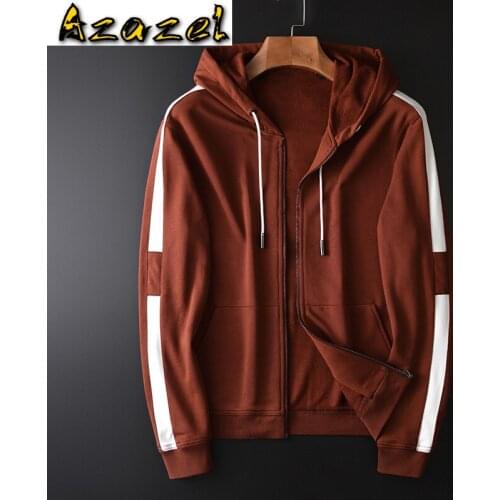 Azazel 100% Cotton Hooded Sweatshirt Men Luxury Contrast Color Stripe Sweatshirt Male Autumn Winter Slim Fit Mens Hoodies 4XL