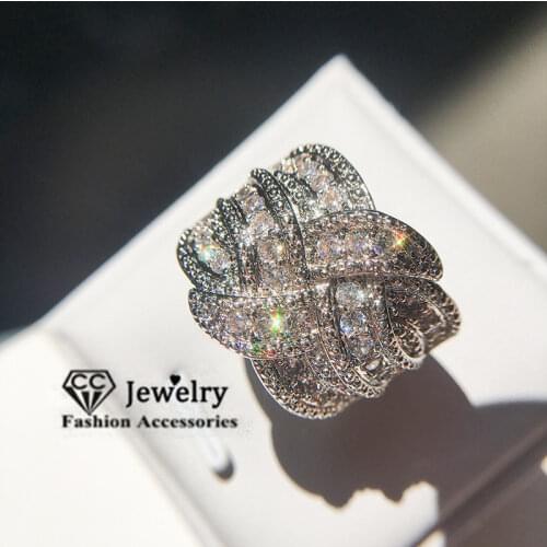 CC Luxury Fine Jewelry Rings For Women S925 Sterling Silver Bridal Wedding Cubic Zirconia Ring Accessories Drop Shipping CC3150