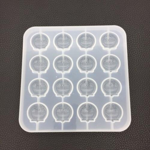 DIY Crystal Epoxy Cute Doraemon Blue Fatty Mold Mirror Baking Silicon 16 with Multi-Expression Creative Home Baking Supplies