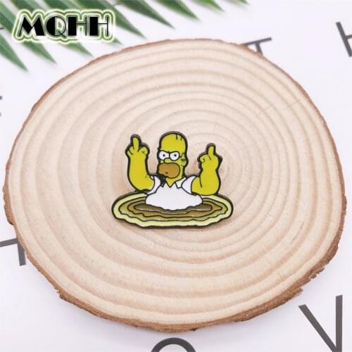 Cartoon Cute Fun TV Character Raising Finger Enamel Brooch Alloy Badge Clothes Bag Pin Sweet Accessories Jewelry Gift For Kids