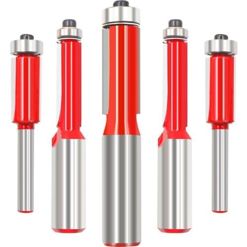 1pc 1/2" Shank 2 Flush Trim Router Bit with Bearing for Wood Template Pattern Bit Tungsten Carbide Milling Cutter for Wood