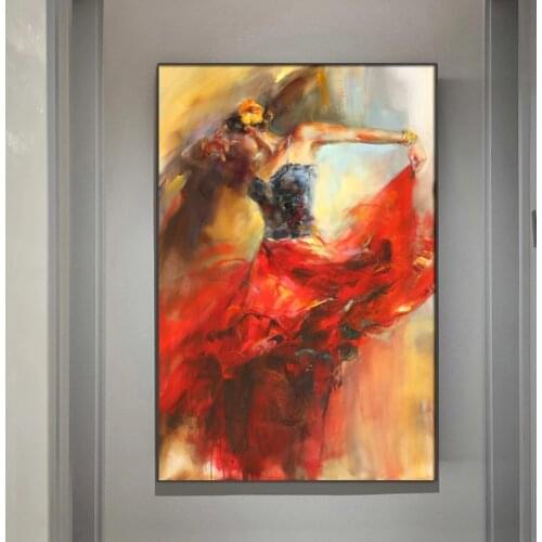 Art oil painting girl dancing ballet dance oil painting posters and prints family living room bedroom wall decoration painting